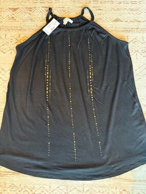 Maurices Black Halter Tank with Gold Stud Accents